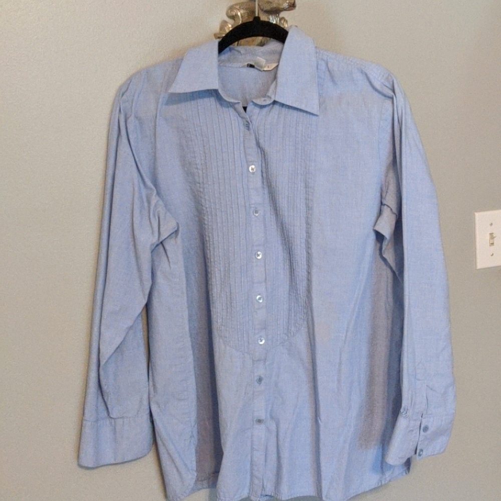 CAbi chambray tuxedo shirt